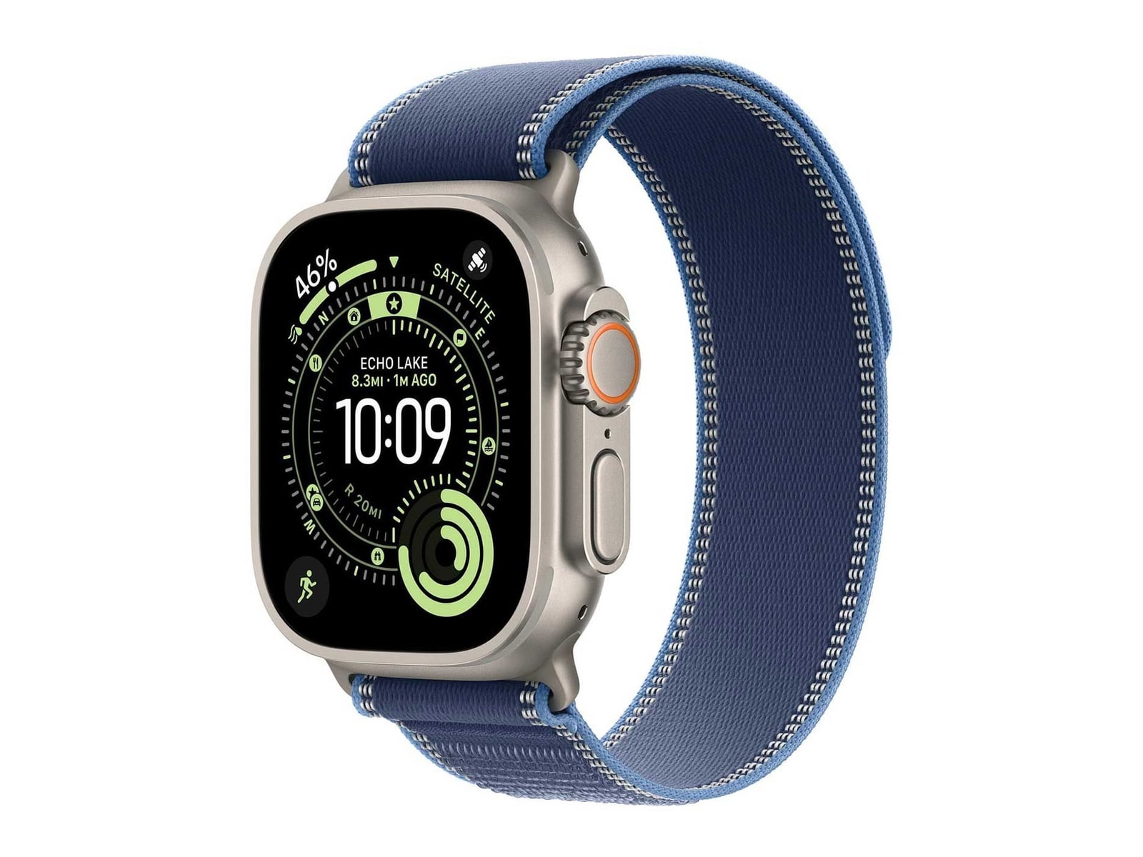 Apple Watch Ultra 3 GPS + Cellular, 49mm Natural Titanium Case with Blue/Bright Blue Trail Loop - M/L - MEWU4