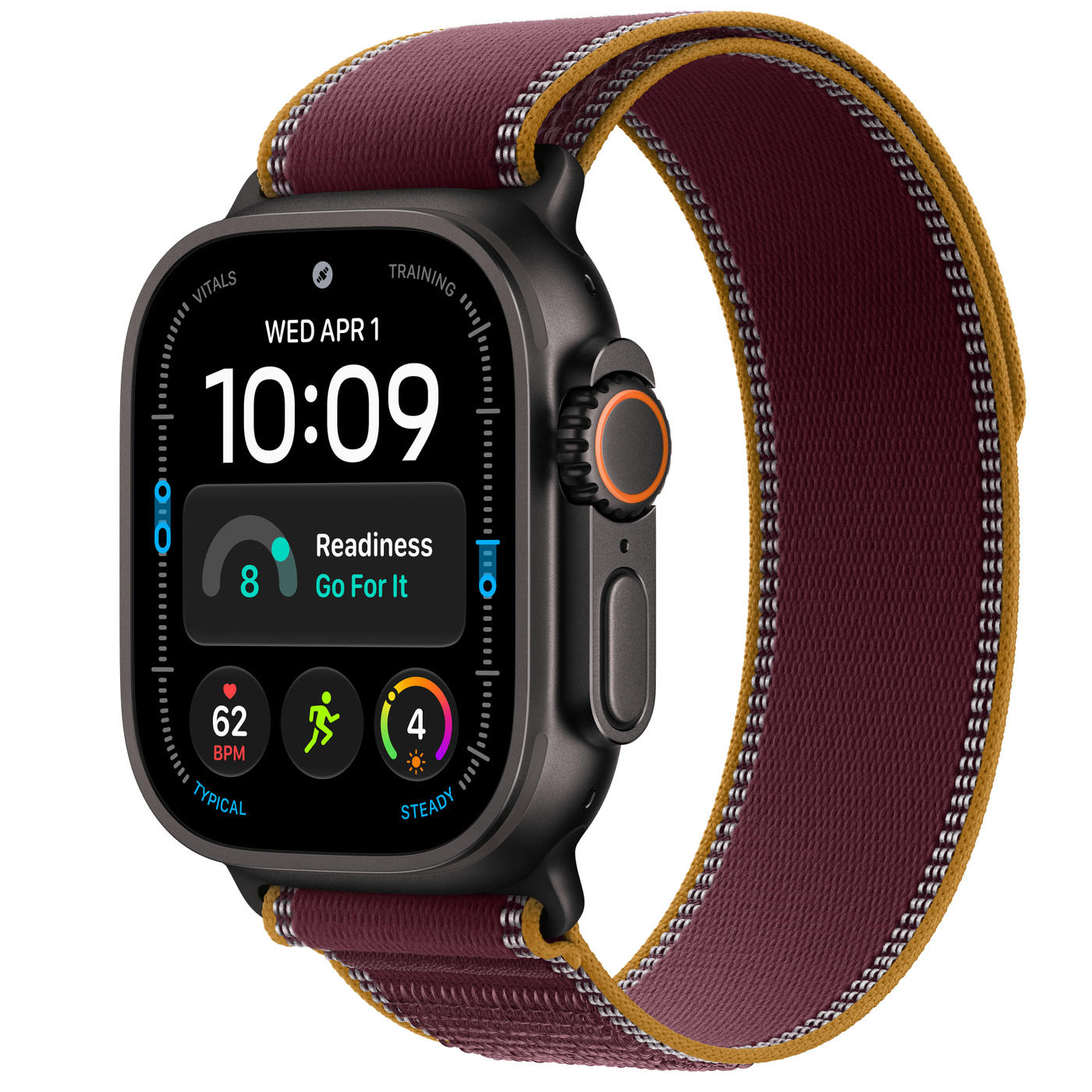 Apple Watch Ultra 4 49MM CL Burgundy Trail Loop Black M/L